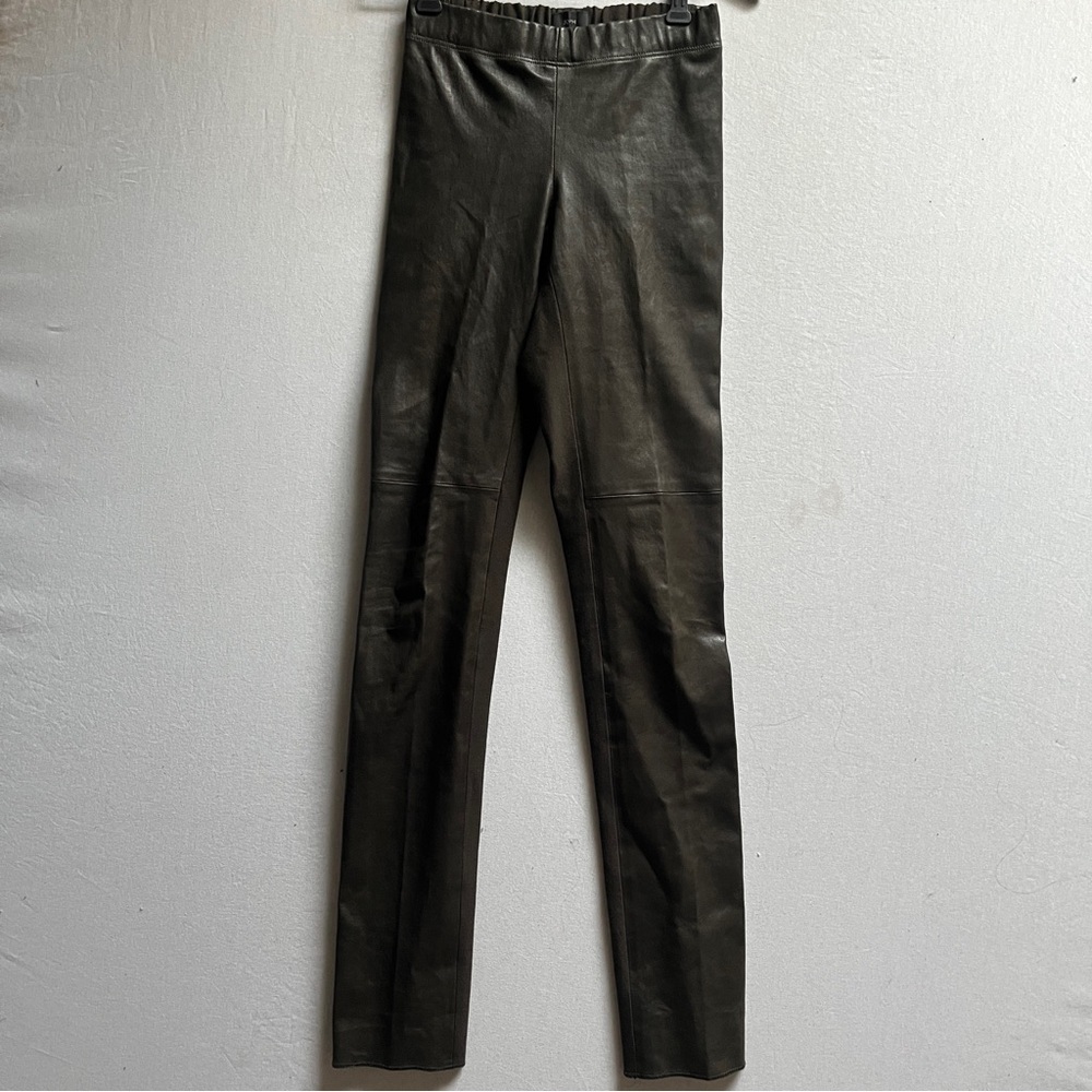 Joseph Lambskin Leather Gabardine Stretch Leggings Pants Size US 4